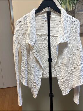 GAP Cream Cable Knit Open Cardigan